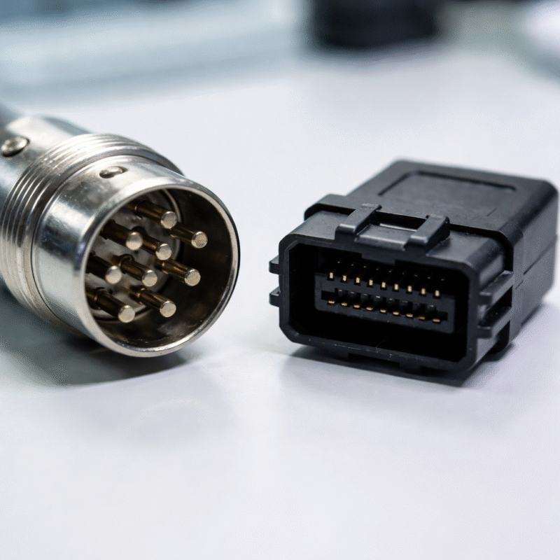 circular connector VS. rectangular connectors blog feature pictures