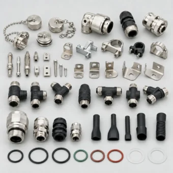 High-reliability interconnect components and accessories, heavy-duty d-sub and circular connector backshells, universal sensor brackets, and Viton O-rings for harsh industrial environments.