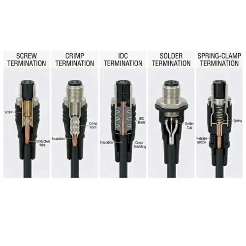M12 connector termination methods