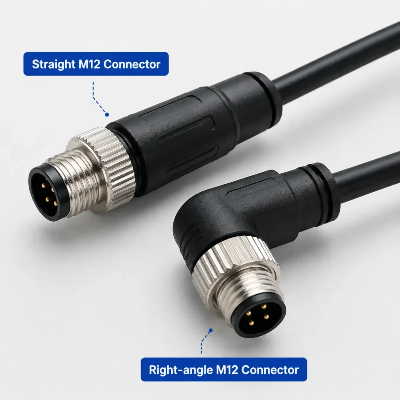 Straight and right-angle M12 connectors comparison for industrial automation applications