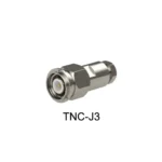 TNC-J3 male RF coaxial connector plug with threaded coupling on a pure white background